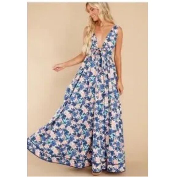 Aakaa Chasing The Tides Maxi | NWT | XS | Floral Print Open Back Dress - Picture 2 of 6